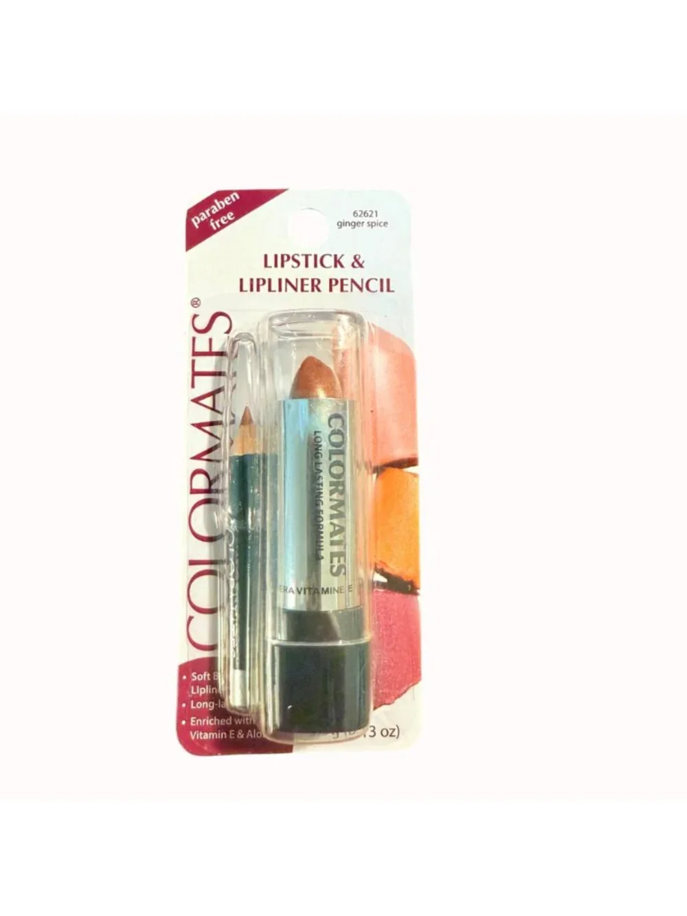 Colormates Lipstick Lipliner Pencil Set Ginger Spice Paraben Free Vitamin E Aloe